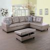 Latte Color Semi PU Synthetic Leather 3-Piece Couch Living Room Sofa Set