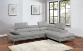 Light Gray Sectional Couch 2pc Set Living Room Faux Leather Right Facing Chaise And Left Facing Sofa Adjustable Armrest Headrest