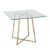 Cosmo Contemporary/glam Square Dining Table with Gold Metal Legs and Clear Glass Top by LumiSource