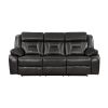 1pc Living Room Furniture Modern Design Power Reclining Sofa Dark Gray Breathable Faux Leather Upholstery USB Ports Contemporary Home