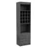 Kava Bar Cabinet, Concealable Serving Tray, Sixteen Built-in Wine Rack, One Shelf, Double Door -Smokey Oak
