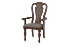 Ash Oak Set of 2pc Arm Chairs Upholstered Tufted Unique Design Dining Chairs Back Cushion Seat Dining Room