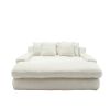 COOLMORE Chenille 2-seater lazy sofa With 5 back pillows,Comfy Sofa- Deep Seat Couch for Living Room,Club (White)