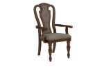 Ash Oak Set of 2pc Arm Chairs Upholstered Tufted Unique Design Dining Chairs Back Cushion Seat Dining Room