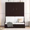Queen Size Murphy Bed Wall Bed with Cushion,Espresso