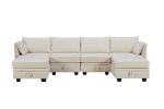 U_Style Modern Large U-Shape Modular Sectional Sofa, Convertible Sofa Bed with Reversible Chaise for Living Room, Storage Seat
