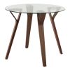 Folia Mid-Century Modern Round Dinette Table in Walnut Wood and Clear Glass by LumiSource