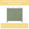 36" Bathroom Vanity with Sink, One Cabinet with Two doors and One Big Drawer and One Flip Drawer, Solid Wood and MDF Board, Green