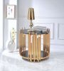 ACME Tanquin End Table in Gold & Black Glass 84492
