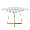 Cosmo Contemporary/glam Square Dining Table with Gold Metal Legs and Clear Glass Top by LumiSource