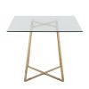 Cosmo Contemporary/glam Square Dining Table with Gold Metal Legs and Clear Glass Top by LumiSource