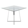 Cosmo Contemporary Square Dining Table with Chrome Metal Legs and Clear Glass Top by LumiSource