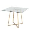 Cosmo Contemporary/glam Square Dining Table with Gold Metal Legs and Clear Glass Top by LumiSource