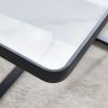 Minimalism rectangle coffee table; Black metal frame with sintered stone tabletop
