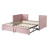 Twin Size Upholstered daybed with Pop Up Trundle, Pink