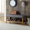 Grey and Oak Tufted Padded Seat Bench