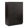 Modern Bedroom Furniture 1pc Chest of 5x Drawers Charcoal Finish Stylish Gunmetal Tone Handles
