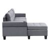 Sectional Sofa Set for Living Room with L Shape Chaise Lounge ,cup holder and Left Hand with Storage Chaise Modern 4 Seat (Grey)