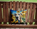 Great Dane in Sunflowers Throw Pillow Machine Washable, Indoor Outdoor Decorative Pillow for Couch, Bed or Patio, 14Hx14W