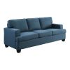 Transitional Style Sofa Blue Textured Fabric Upholstered Solid Wood Frame Living Room Furniture 1pc