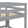 Twin Loft Bed with built-in desk and bookcase of three compartments, Guardrails and Ladder,Grey