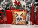 Snowshoe Cat in Fall Leaves Throw Pillow Machine Washable, Indoor Outdoor Decorative Pillow for Couch, Bed or Patio, 14Hx14W
