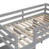 Twin Loft Bed with built-in desk and bookcase of three compartments, Guardrails and Ladder,Grey