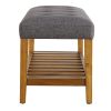 Grey and Oak Tufted Padded Seat Bench