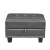 Sectional 3-Seaters Sofa , reversible recliner, Storage pad and wood grain cup holder, Non-slip leg, pu, grey
