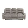 Grayish Brown Modern Reclining Sofa Set 2pc Sofa Loveseat Plush Seating, Polished Microfiber Upholstery Solid Wood Frame Living Room Furniture
