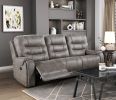 Grayish Brown Modern Reclining Sofa Set 2pc Sofa Loveseat Plush Seating, Polished Microfiber Upholstery Solid Wood Frame Living Room Furniture