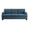 Transitional Style Sofa Blue Textured Fabric Upholstered Solid Wood Frame Living Room Furniture 1pc