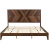 Mid-Century Modern Platform Bed Wood Slat Support with No Box Spring Needed,King Walnut