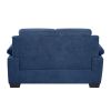 Modern Living Room 2pc Sofa Set Plush Comfortable Sofa Loveseat Set Blue Textured Fabric Channel Tufting Solid Wood Furniture