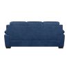 Modern Living Room 2pc Sofa Set Plush Comfortable Sofa Loveseat Set Blue Textured Fabric Channel Tufting Solid Wood Furniture