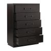 Modern Bedroom Furniture 1pc Chest of 5x Drawers Charcoal Finish Stylish Gunmetal Tone Handles